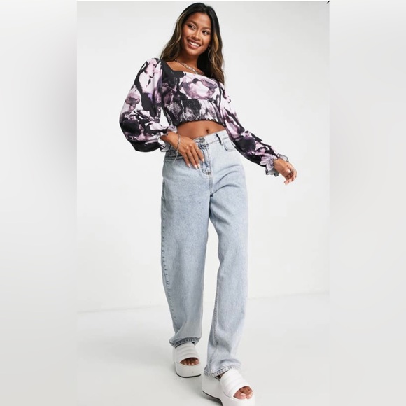 Topshop Square Necked Crop Top - Tie Dye - Size XS - Picture 3 of 9